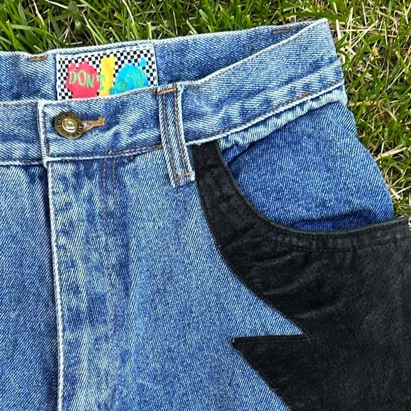 Vintage Western Denim Jeans Suede - Picture 3 of 4